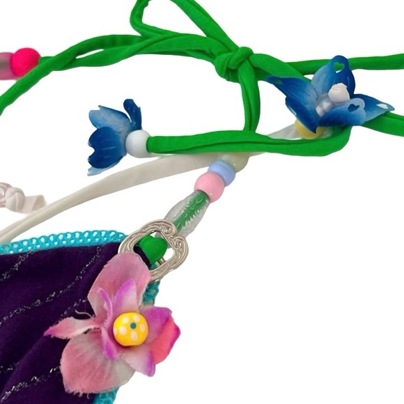 Rare Y2K Mar Acuba Colorful Triangle Bikini Set Fairycore Coquette S - Picture 5 of 14